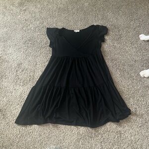 See You Monday Black Ruffle Sleeve Dress